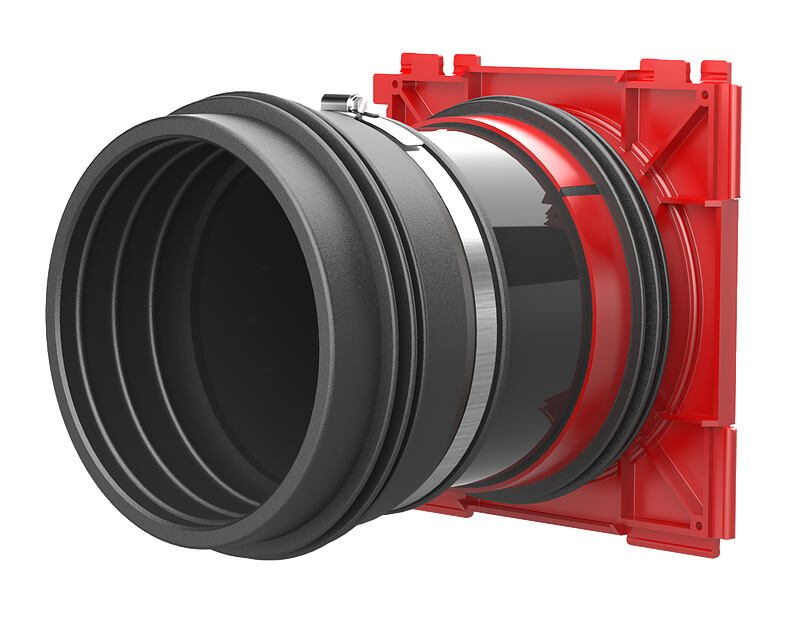 Single wall insert with plug-in socket - for setting in concrete and connecting smooth cable ducts